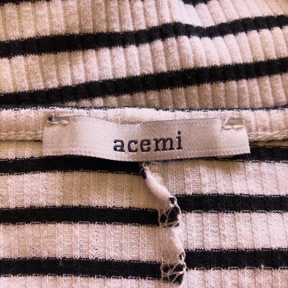 Acemi | Striped Long-Sleeve Cold Shoulder Top - Picture 3 of 4
